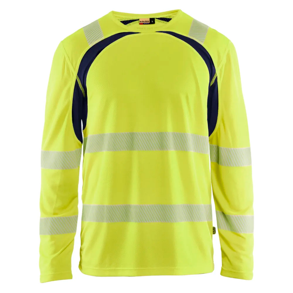 Blaklader 3599 1013 Uv-T-Shirt Lange Mouwen High Vis High Vis Geel Marineblauw