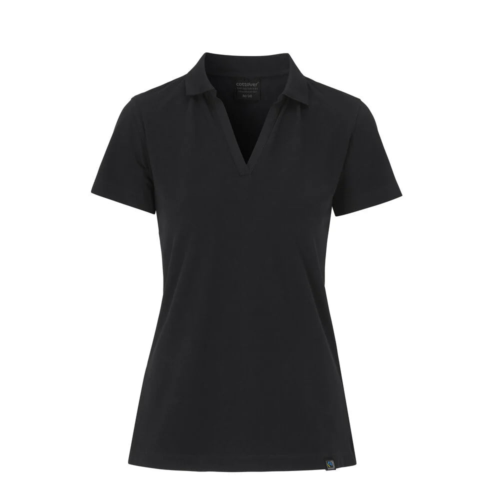 Cottover Stretch Polo Pique Lady - GOTS Zwart