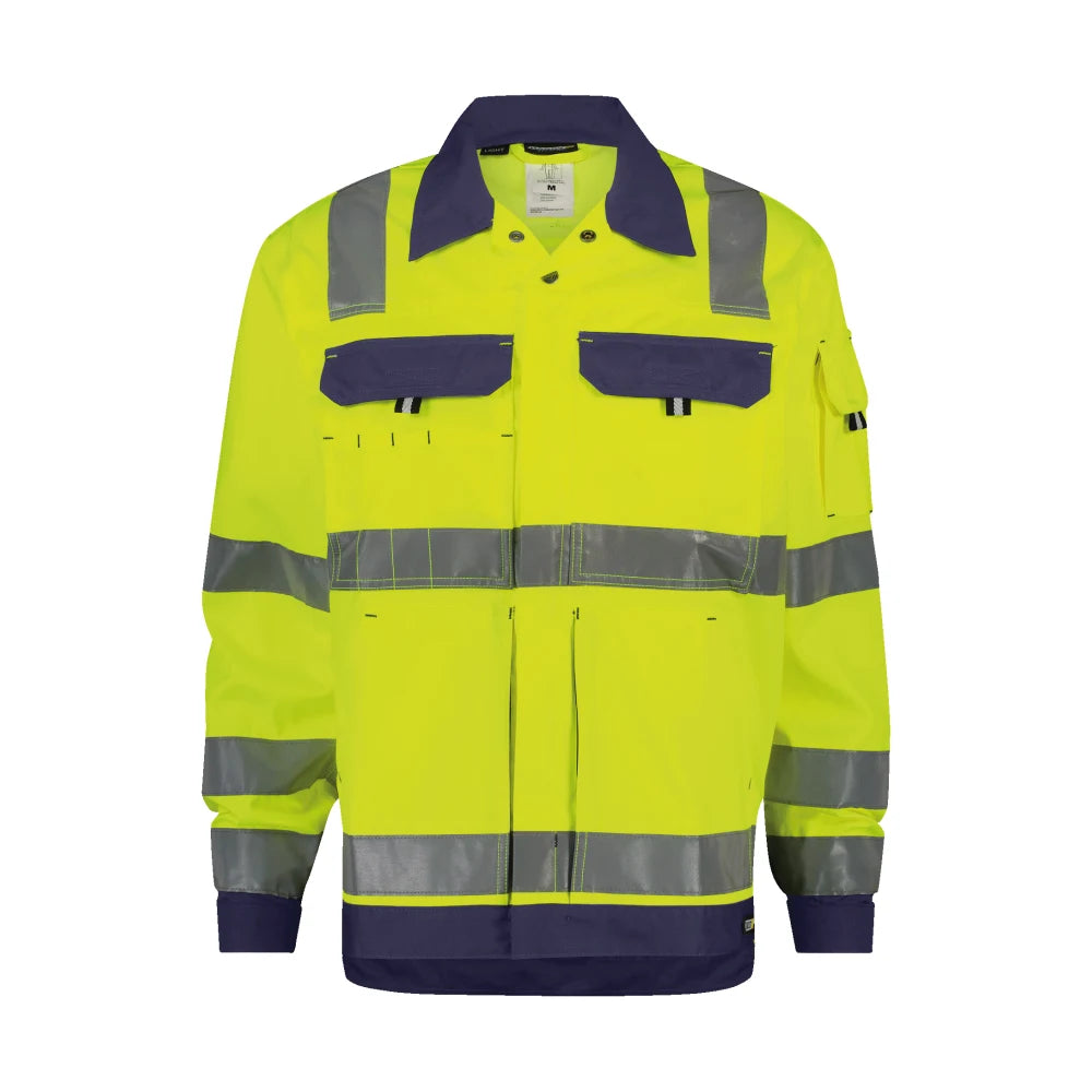 Dassy Dusseldorf Hogezichtbaarheidsvest 290 G/M² Fluogeel Marineblauw