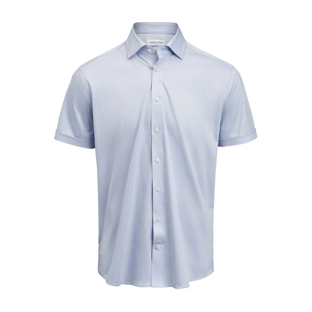 J.Harvest & Frost Indigo Bow 132 S/S Hemd Regular Fit Heren Lichtblauw