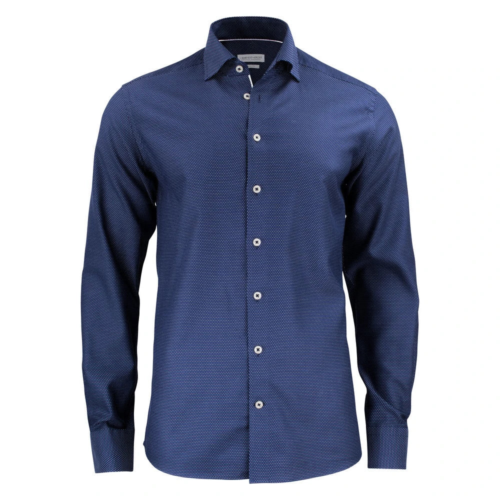 J.Harvest & Frost Purple Bow 49 Hemd Regular Fit Heren Marine Witte Stip