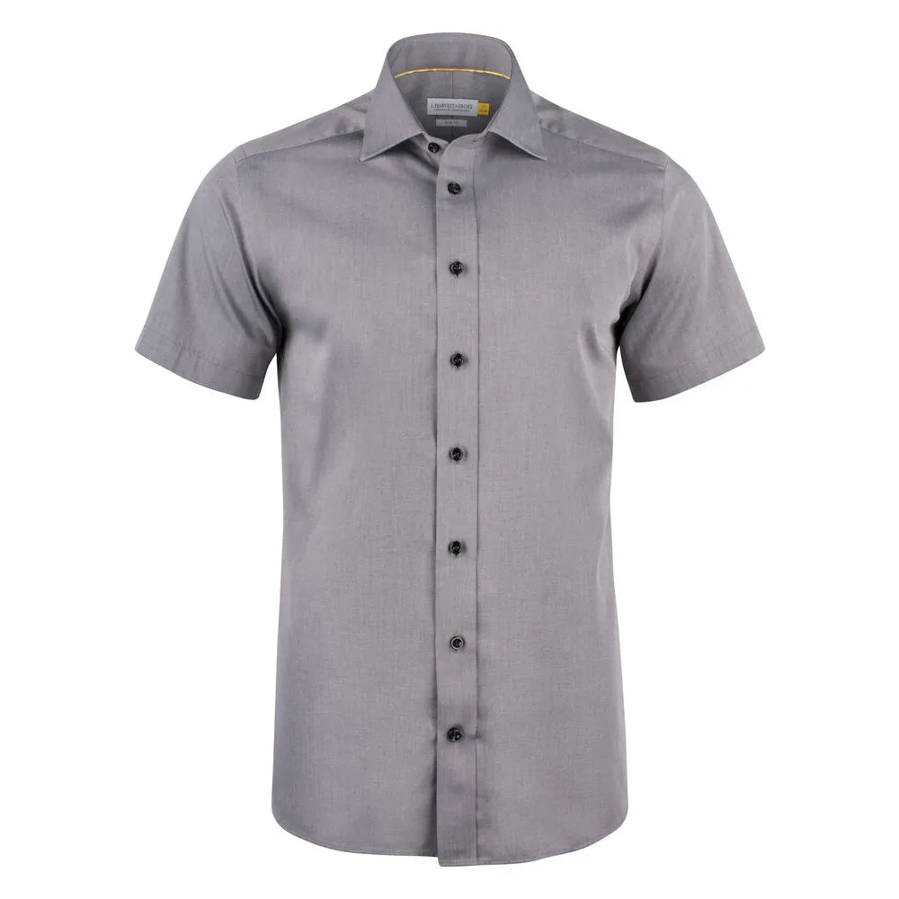 J.Harvest & Frost Yellow Bow 50 S/S Hemd Regular Fit Heren Grijs