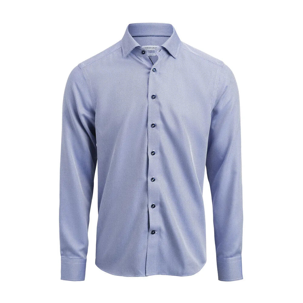 J.Harvest & Frost Yellow Bow 55 Hemd Slim Fit Heren Middenblauw