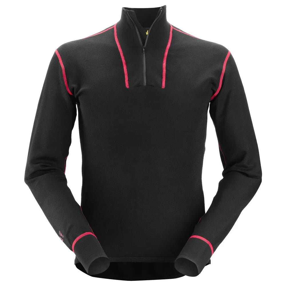 Snickers 9462 Protecwork Wollen Shirt Met Lange Mouwen En Rits 0400 Black