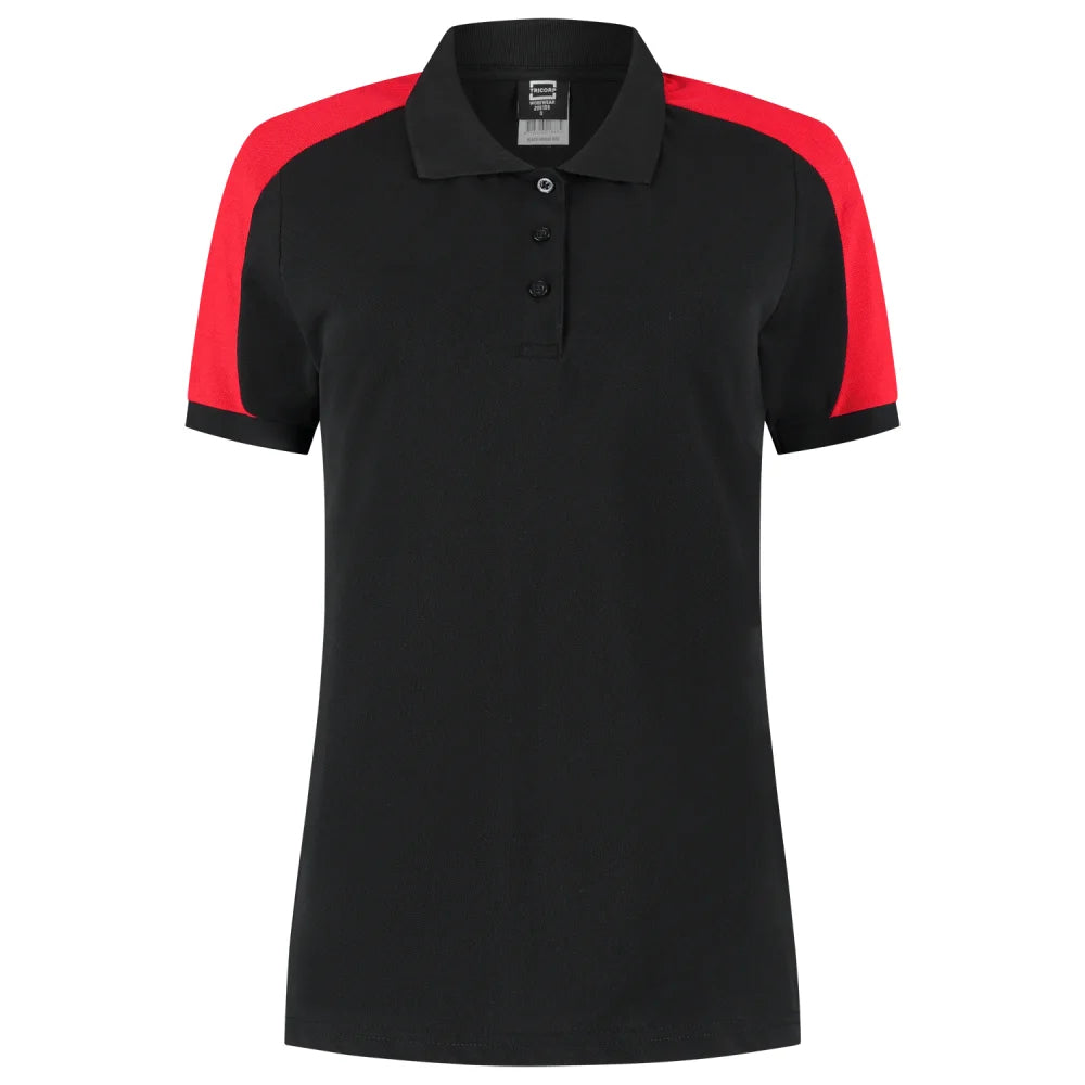 Tricorp 206108 Poloshirt Bicolor Redefined Dames Black Bright Red